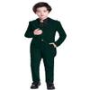 Wemaliyzd Boy's 3 Piece Velvet Formal Tuxedo Suit Long Tail Performance Party Jacket Vest Pants Set FZ065-BWT-BY(Dark Green, Custom Size) view 1