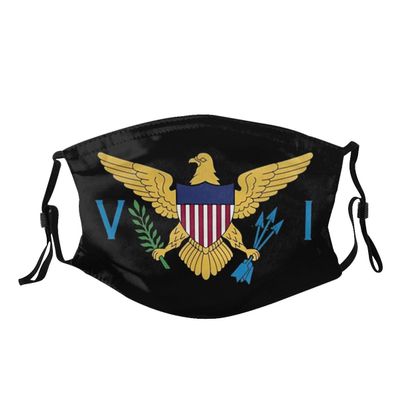 LALLRI Virgin Islands USA American Flag Graphic Face Masks, Unisex Breathable Reusable Anti-Dust Wind Sun-Proof Fashion Mouth Cover