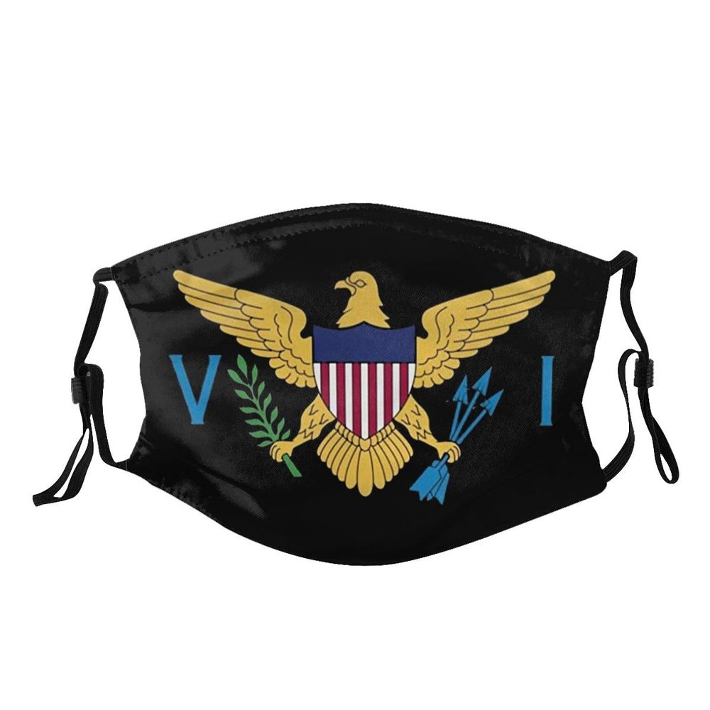 LALLRI Virgin Islands USA American Flag Graphic Face Masks, Unisex Breathable Reusable Anti-Dust Wind Sun-Proof Fashion Mouth Cover
