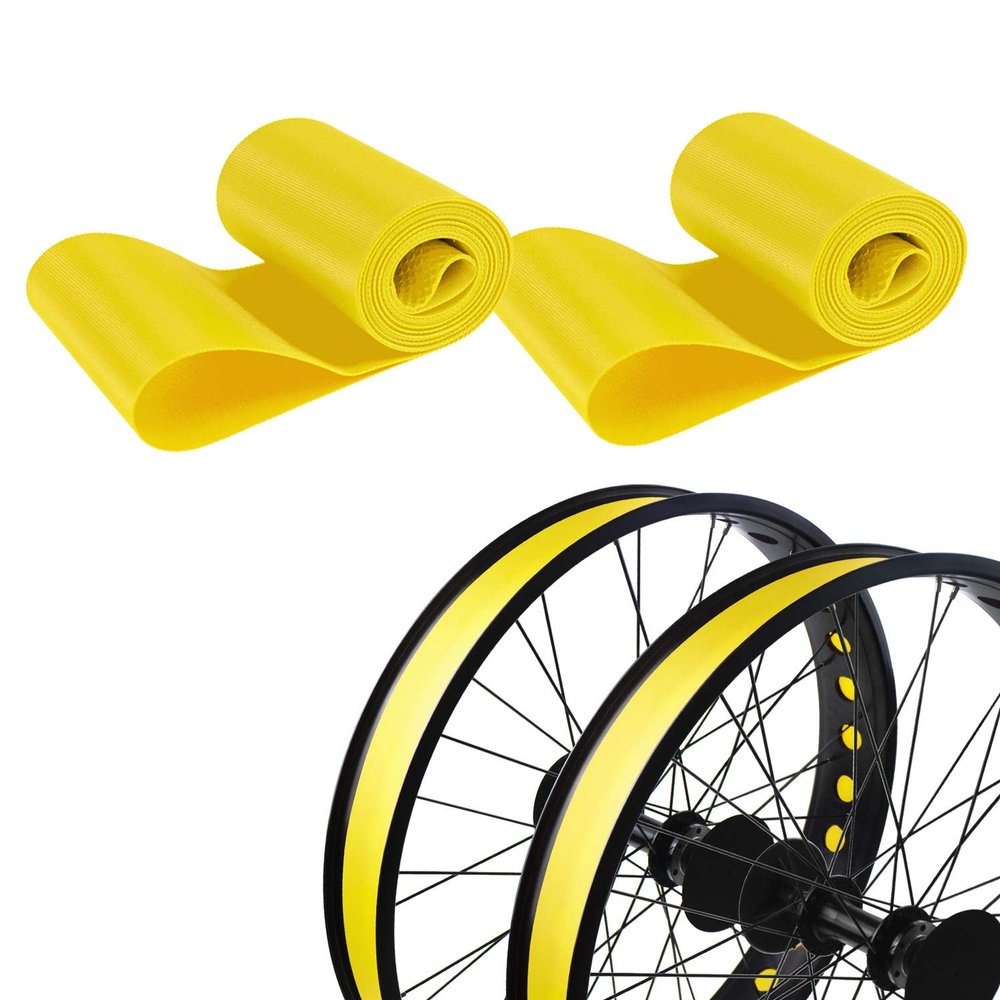 ADDMOTOR Rim Strip Rim Tape Fat tire Liner PVC Inner Tube Protector Anti Puncture for 20 inch Bikes 2PCS (Yellow)