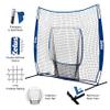 Baseball and Softball Practice Net 7'7' Portable Hitting Training With Carry Bag & Metal Frame + Batting Tee (Blue) view 3