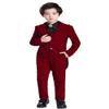 Wemaliyzd Boy's 3 Piece Velvet Formal Tuxedo Suit Long Tail Performance Party Jacket Vest Pants Set FZ065-BWT-BY(Burgundy, Custom Size) view 1