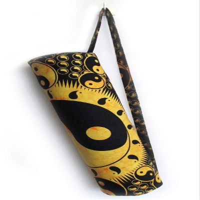 ICC Yoga Mat Bag Carrier - Exercise Yoga Bag for Mat Mens Tote Bag Multi-Functional Storage Bag, Full Zip Cargo Adjustable Strap for Women Hippie Mandala Indian Cotton Bag (Yin Yang yellow)