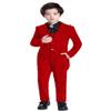 Wemaliyzd Boy's 3 Piece Velvet Formal Tuxedo Suit Long Tail Performance Party Jacket Vest Pants Set FZ065-BWT-BY(Red, Custom Size) view 1