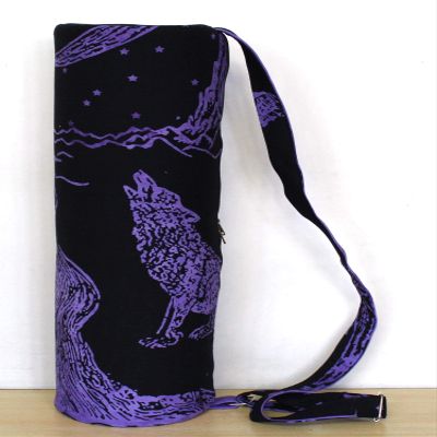 INDIAN CRAFT CASTLE ICC Yoga Mat Bag Carrier Full-Zip Exercise Yoga Mat Carry Bag for Women Men with Multi-Functional Storage Pockets and Adjustable Shoulder Strap 26X6 Inches (Purple Crying Wolf)