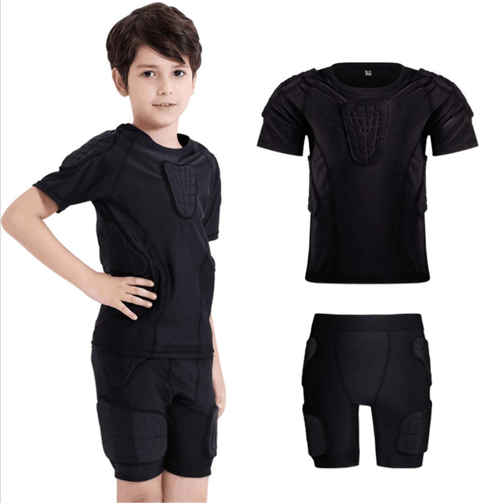 Boy's Football Shorts with Pads Kids' Protective Trainning Suit for Basketball, Skidding Rib Chest Protector for Youth