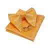 GUSLESON Paisley Gold Yellow Bow Tie and Pocket Square Cufflink Set Adjustable Pre-tied Big Bowtie (0613-05) view 1