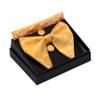 GUSLESON Paisley Gold Yellow Bow Tie and Pocket Square Cufflink Set Adjustable Pre-tied Big Bowtie (0613-05) view 2