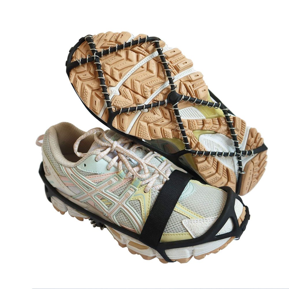 CAKKA Crampons, Portable Walk Traction Ice Cleats - Non Slip, Break Resistant, Easy to Wear - Ice Spikes Gripper for Walking Hiking on Snow and Ice, Fits for Shoes Boots Etc. L