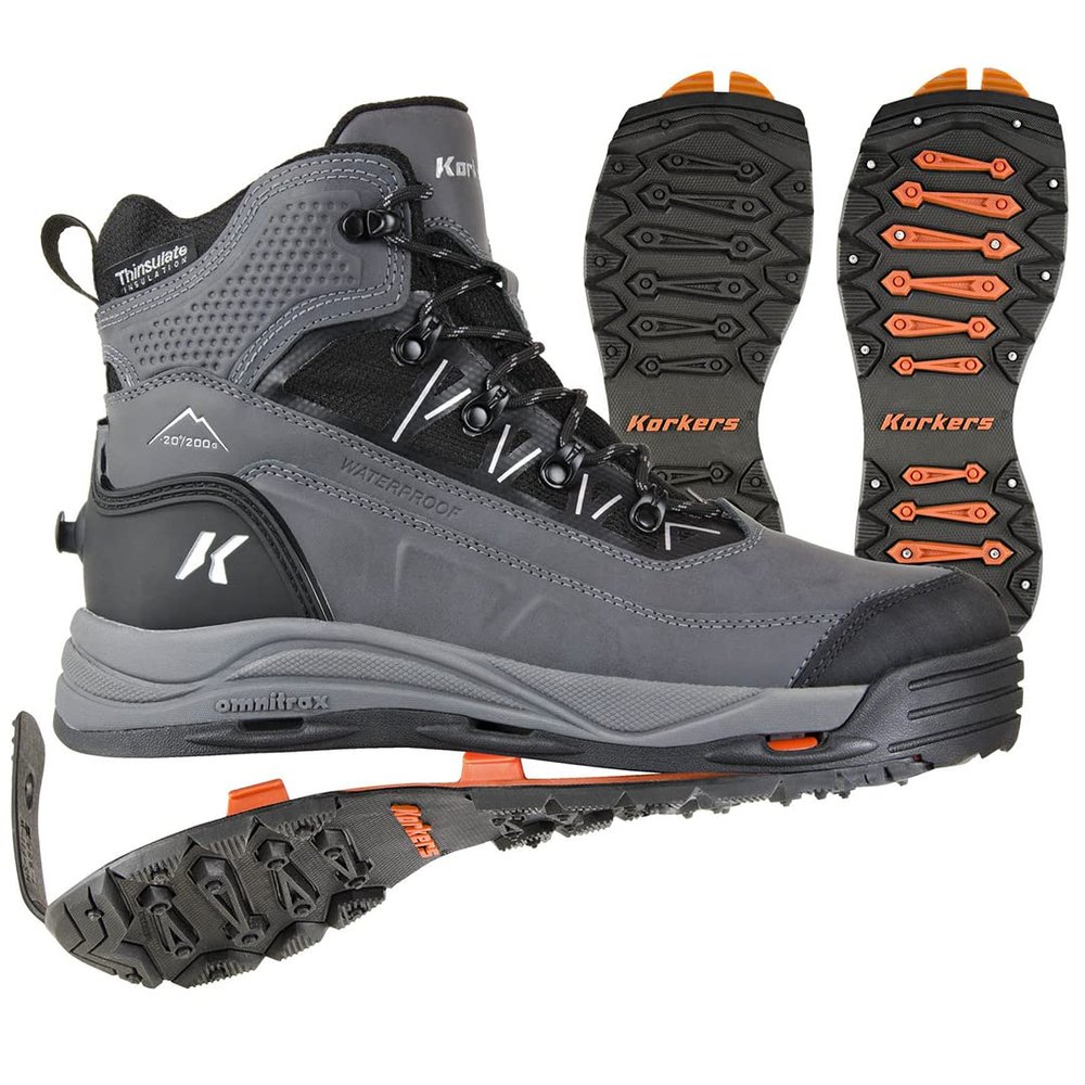 Korkers Verglas Ridge Men's SnowTrac & IceTrac Soles, Size 14.0 (OB9320GY-14), Black