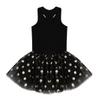 Aislor Baby Girls Birthday Princess Outfits Sleeveless Cotton Tops with Polka Dots Skirt Set Black 3-4T view 2