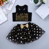 Aislor Baby Girls Birthday Princess Outfits Sleeveless Cotton Tops with Polka Dots Skirt Set Black 3-4T view 3