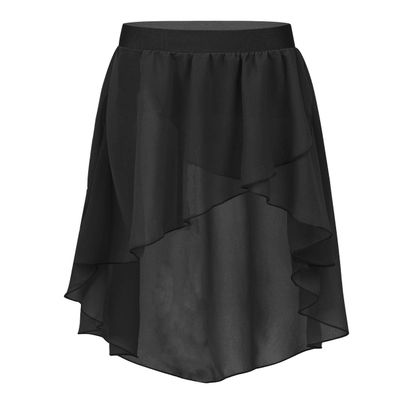 Aislor Kids Big Girls High Low Chiffon Dance Skirt for Lyrical Ballet Latin Jazz Stage Performance Black 10 Years