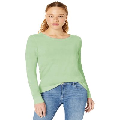 Amazon Essentials Women's Long-Sleeve Lightweight Crewneck Sweater (Available in Plus Size), Bright Mint Green, X-Large