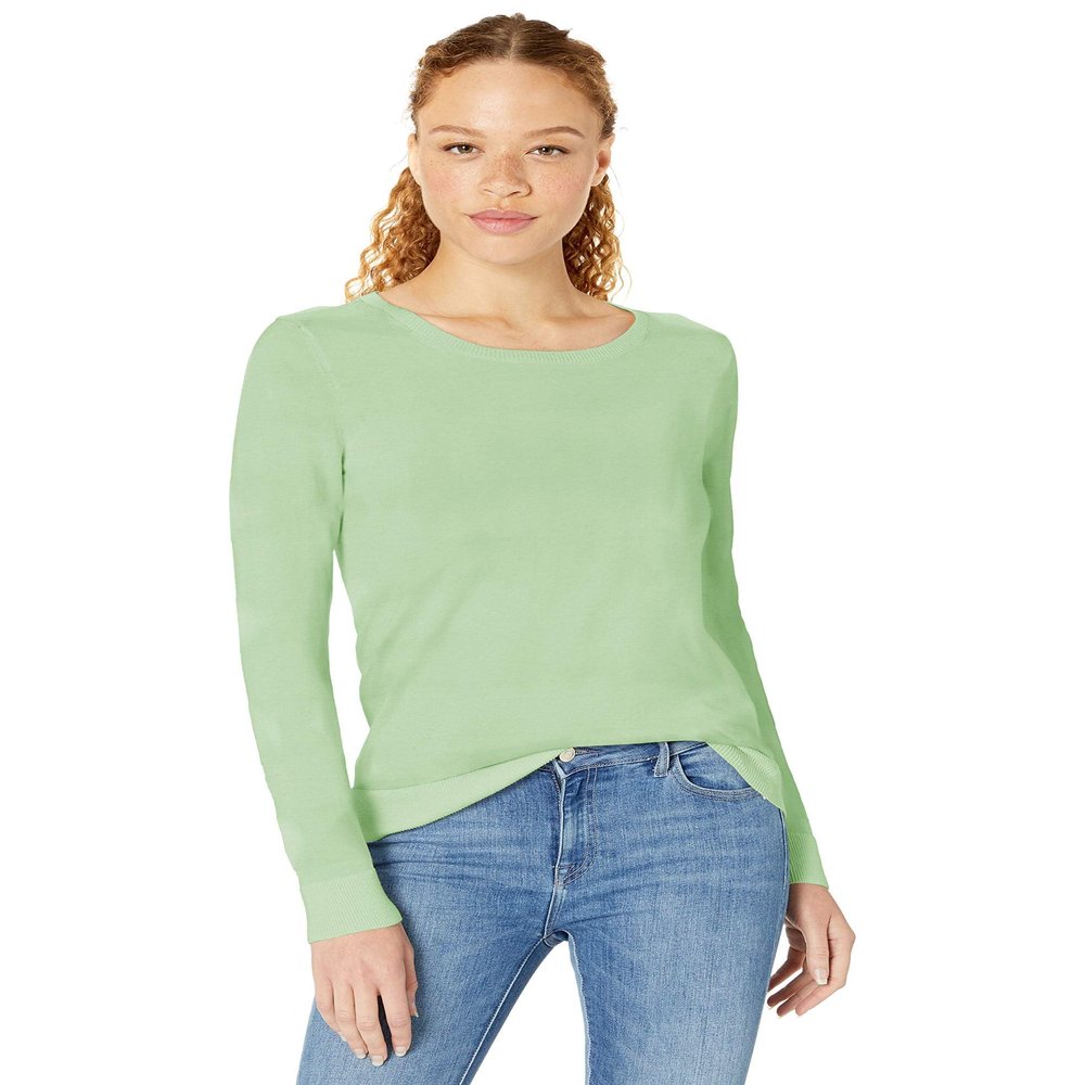 Amazon Essentials Women's Long-Sleeve Lightweight Crewneck Sweater (Available in Plus Size), Bright Mint Green, X-Large