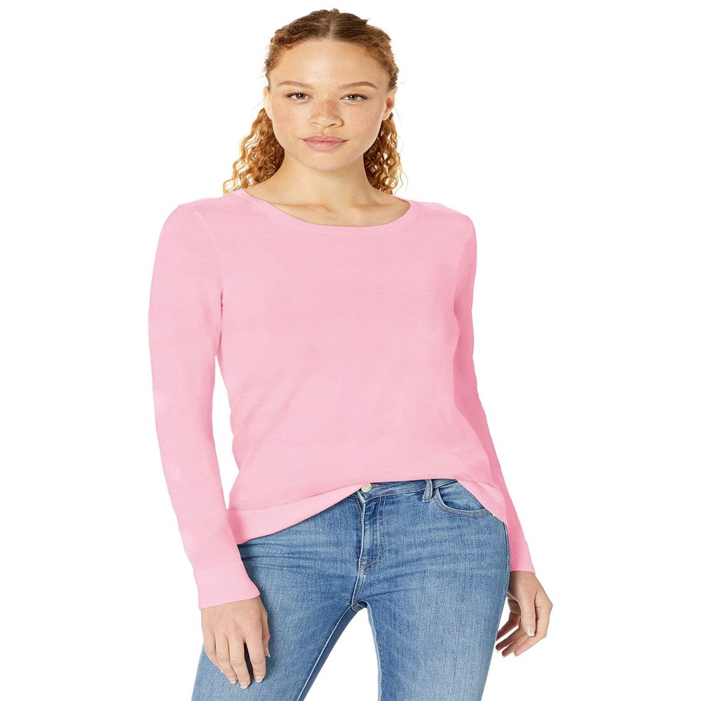 Amazon Essentials Women's Long-Sleeve Lightweight Crewneck Sweater (Available in Plus Size), Light Pink, X-Large