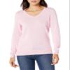 Amazon Essentials Women's Regular-Fit Lightweight Long-Sleeve V-Neck Sweater (Available in Plus Size), Pale Pink, X-Small view 1