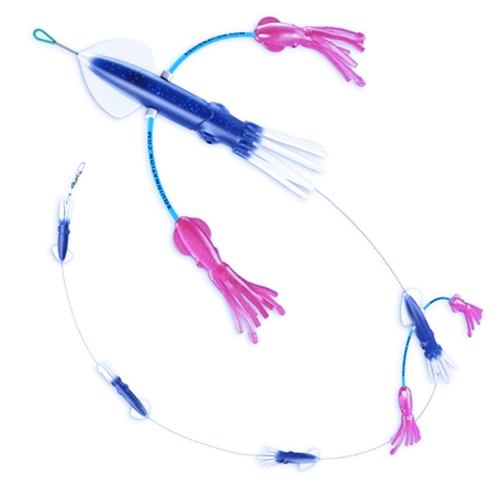 Squidnation Flippy Floppy Thing Billfish Edition Fishing Daisy Chain Tuna & Marlin Magnet Teaser Electric Blue & Pink