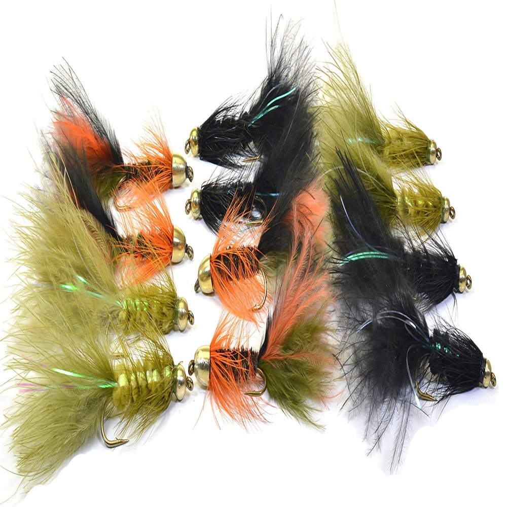 Region Fishing Woolly Bugger and Streamer Assortments Tied on Mustad Signature Fly Hooks use for Trout and More (12ct - Hooks #6-8)