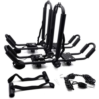 SMT- Black 3 in 1 Universal Kayak Carrier Car SUV Roof Rack J-Shape Fodable Racks Compatible With Canoe SUP Kayaks [See Fitment]