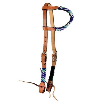 Showman Arrow Beaded Single Ear Leather Headstall