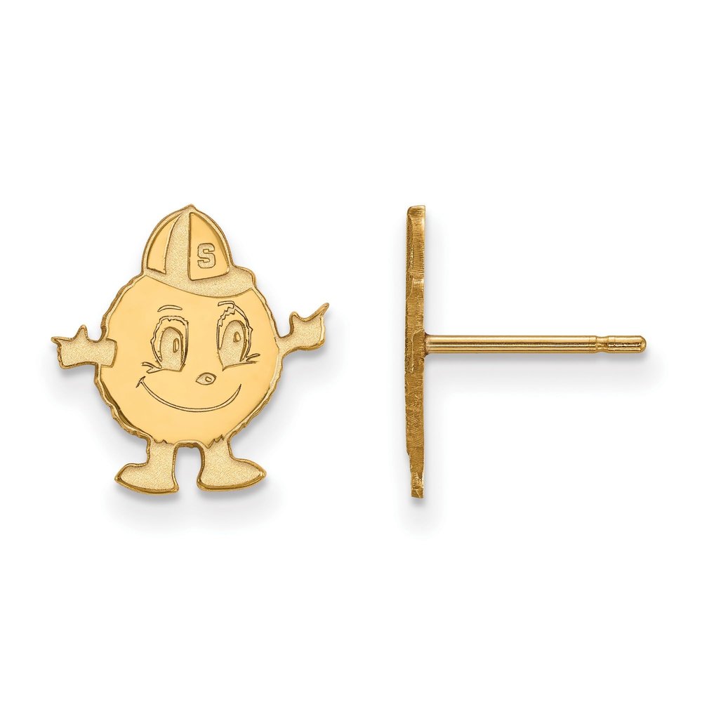 10k Yellow Gold Syracuse University Orange School Mascot Post Earrings 12x12 mm