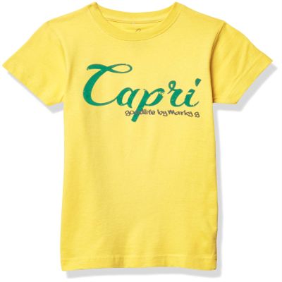 Marky G Apparel Girls' Printed Capri Graphic Fine Jersey T-Shirt, Yellow, XS