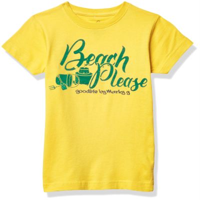 Marky G Apparel Girls' Printed Beach Please Graphic Fine Jersey T-Shirt, Yellow, XL