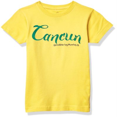 Marky G Apparel Girls' Printed Cancun Graphic Fine Jersey T-Shirt, Yellow, XL