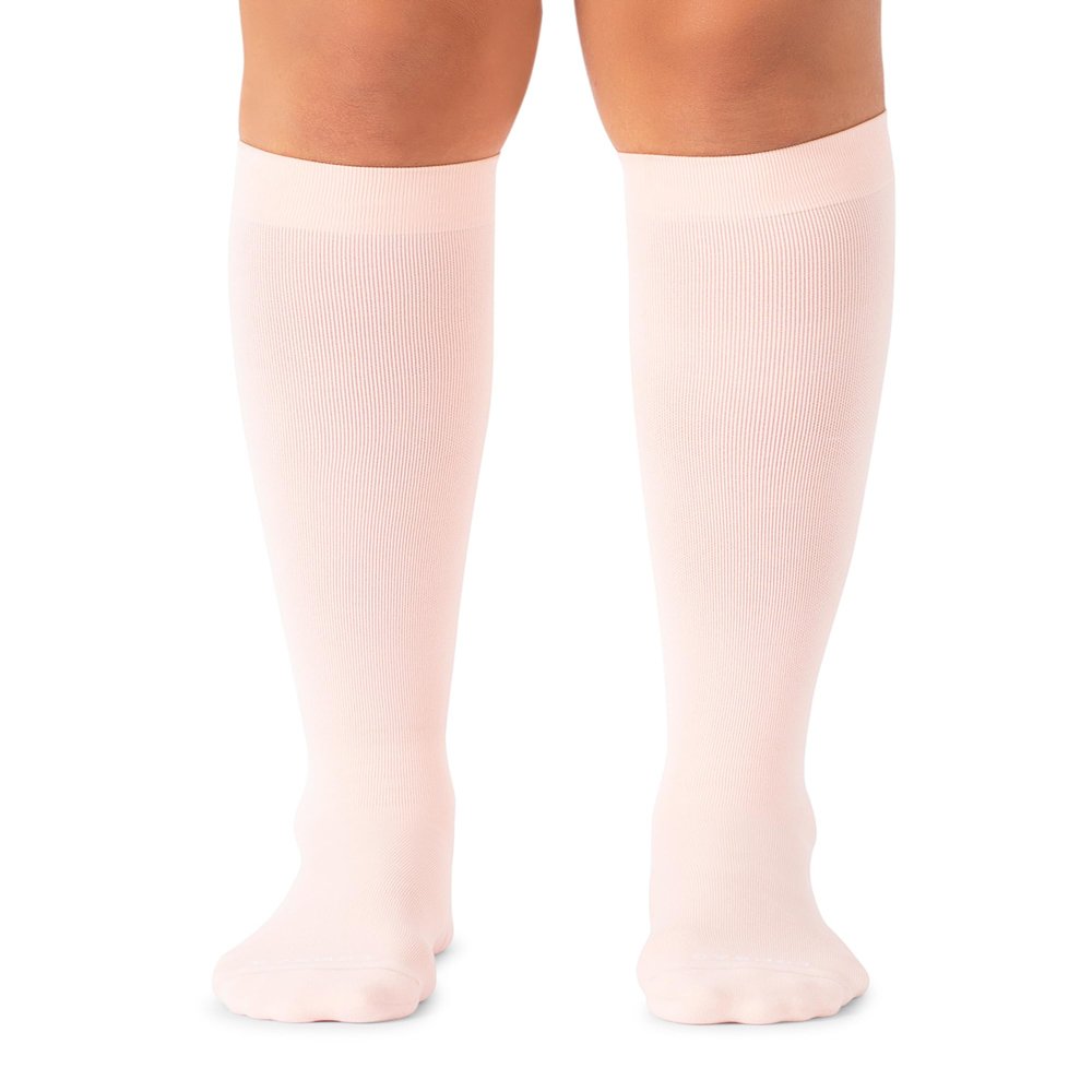 Comrad Nylon Knee High Socks - 15-20mmHg Graduated Compression Socks, (Large, Rose) - Soft & Breathable Support Socks for Men, Pregnant Women, Nurses, Home, Work, & Travel