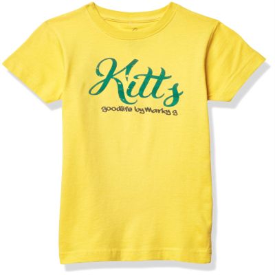 Marky G Apparel Girls' Printed Kitts Graphic Fine Jersey T-Shirt, Yellow, M