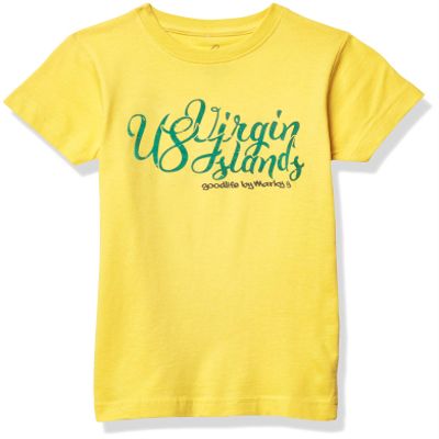 Marky G Apparel Girls' Printed U.S. Virgin Islands Graphic Fine Jersey T-Shirt, Yellow, XS