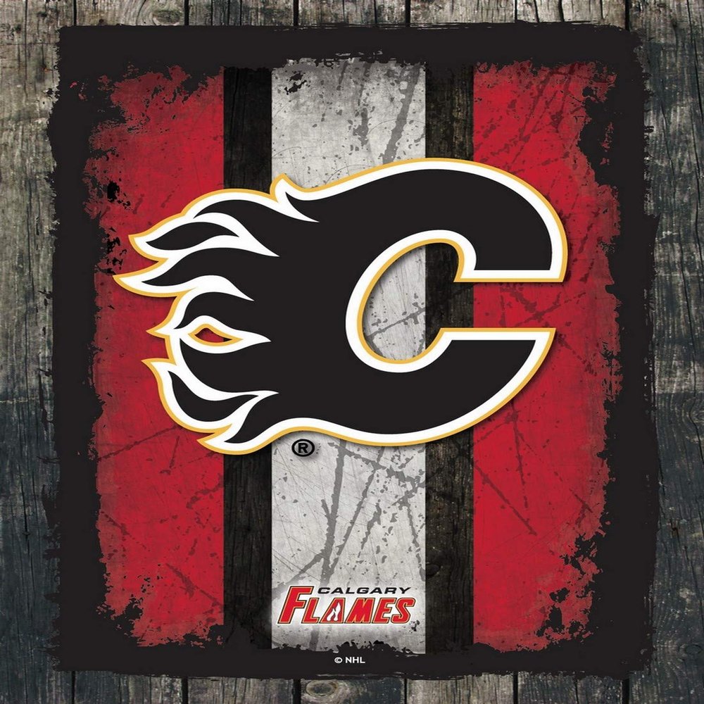 Calgary Flames 15" x 20" Officially Licensed Logo Canvas by the Holland Bar Stool Co.