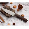 YOUSUNLONG Hunting Knife Outdoor Survival Knife Damascus Steel Natural Ebony Wood Handle with Leather Sheath view 3