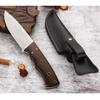 YOUSUNLONG Hunting Knife Outdoor Survival Knife Damascus Steel Natural Ebony Wood Handle with Leather Sheath view 4