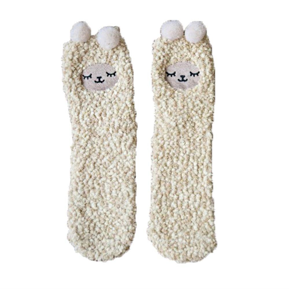 2 Pack Cute Sleeping Sheep Soft Warm Plush Cozy Slipper Socks for Womens Winter Indoor