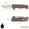 CAMILLUS Bushcrafter 8.5" Brown Durable Drop Point Sandvik 12C27 Stainless Steel Everyday Carry Folding Pocket Knife with Micarta Handle & Pocket Clip view 3