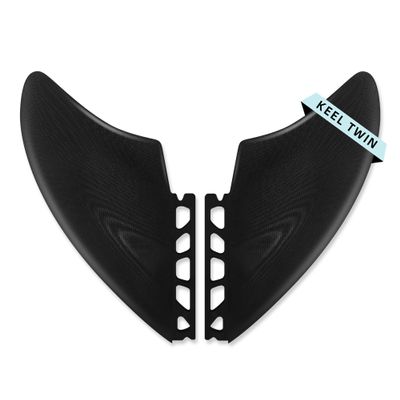 AQUBONA Twin Keel Fins - Twin Fin Fish Surfboard Fins Surfing Fins - Smooth Fiberglass Flex (Black)