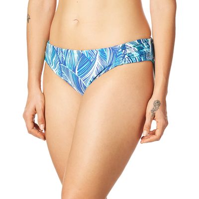 La Blanca Women's Standard Side Shirred Hipster Bikini Swimsuit Bottom, Poolside//Sketched Leaves, 10