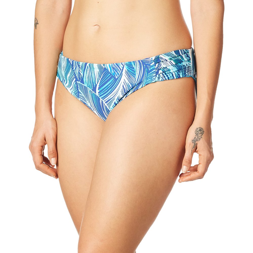 La Blanca Women's Standard Side Shirred Hipster Bikini Swimsuit Bottom, Poolside//Sketched Leaves, 10