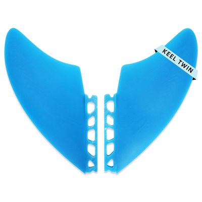 Single tabTwin Keel Fins - Twin Fin Fish Surfboard Fins Twin Keels - Smooth Fiberglass Flex (Blue)