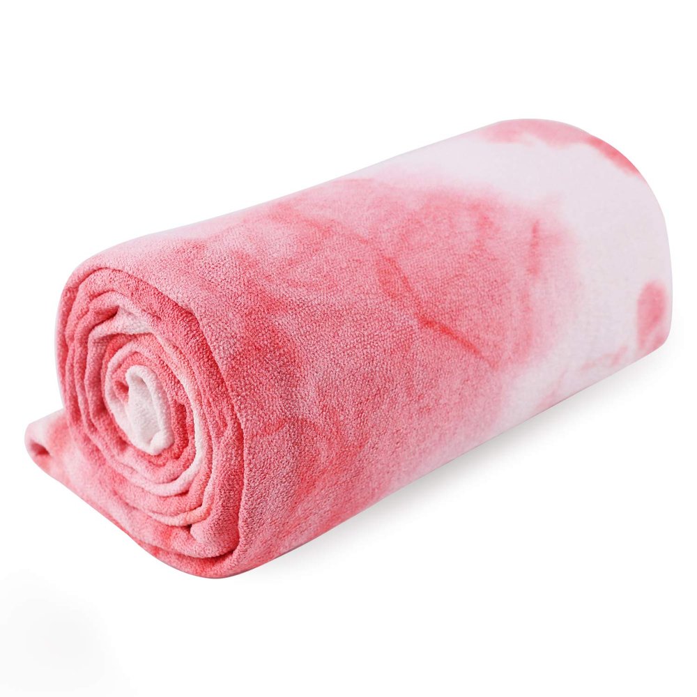 DREAM SLIM Hot Non Slip Grip Foldable Skidless Yoga Towel, 24in x 72in, Multicolor - Pink