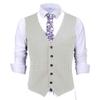 Mens Pinstripes Vest Slim Fit Classic Stripes Vest Wedding Groomsmen Waistcoat M,Silver Grey view 1