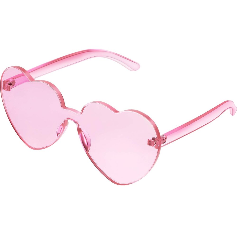 Maxdot Heart Shape Sunglasses Rimless Transparent Heart Glasses Party Favors (Light Pink)