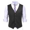 Mens Pinstripes Vest Slim Fit Classic Stripes Vest Wedding Groomsmen Waistcoat XXXL,Black view 1