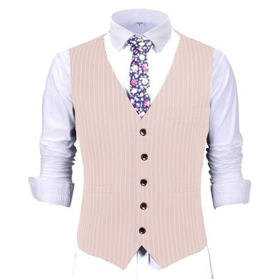 Mens Pinstripes Vest Slim Fit Classic Stripes Vest Wedding Groomsmen Waistcoat M,Pink