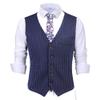 Mens Pinstripes Vest Slim Fit Classic Stripes Vest Wedding Groomsmen Waistcoat XXL,Royal Blue view 1