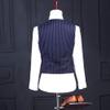 Mens Pinstripes Vest Slim Fit Classic Stripes Vest Wedding Groomsmen Waistcoat XL,Royal Blue view 3