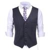 Mens Pinstripes Vest Slim Fit Classic Stripes Vest Wedding Groomsmen Waistcoat XXL,Navy view 1