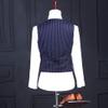 Mens Pinstripes Vest Slim Fit Classic Stripes Vest Wedding Groomsmen Waistcoat XXL,Navy view 4